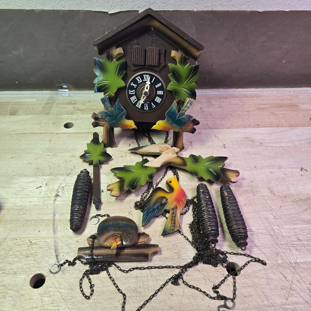 VINTAGE CUCKOO CLOCK MUSICAL  E.‎ SCHMECKENBECHER W. GERMANY For Repair